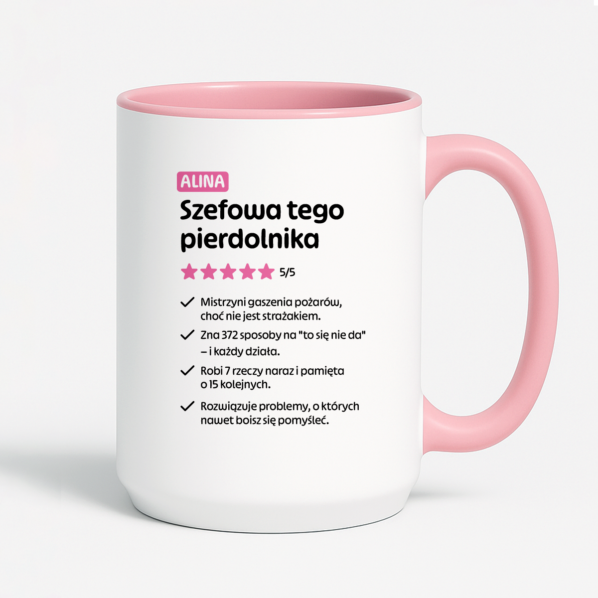 Kubek spersonalizowany z nadrukiem "Szefowa tego pierdolnika"