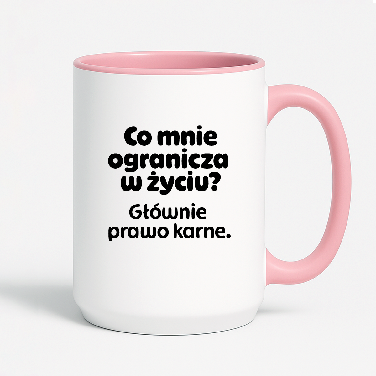 Kubek z nadrukiem - "Co mnie ogranicza? Głownie prawo karne."