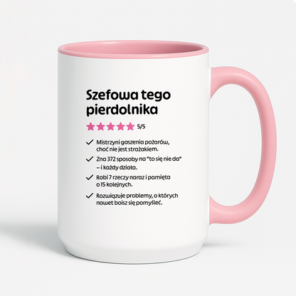 Kubek z nadrukiem "Szefowa tego pierdolnika"