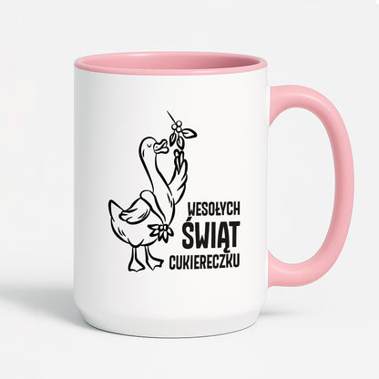 Kubek świąteczny z GĄSKĄ - "WESOŁYCH ŚWIĄT CUKIERECZKU"