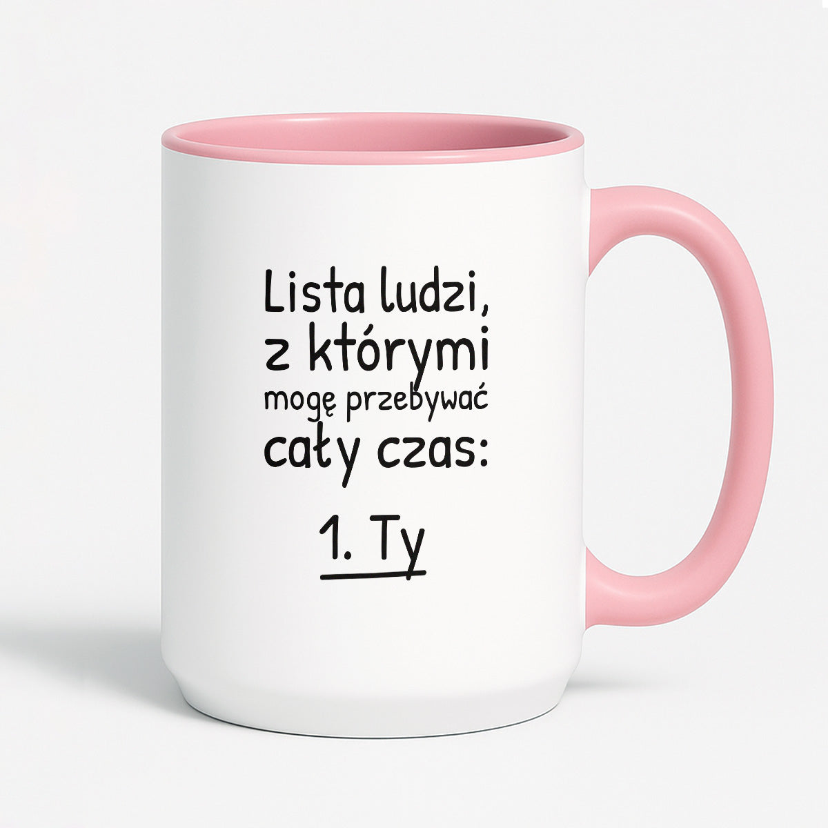Kubek z nadrukiem - "Lista ludzi, z którymi mogę przebywać cały czas"