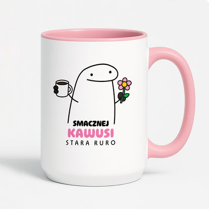 Kubek z nadrukiem - "Smacznej kawusi Stara Ruro"