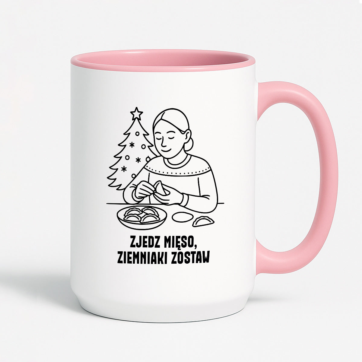 Kubek świąteczny z cytatem MAMY - "Zjedz mięso, ziemniaki zostaw"