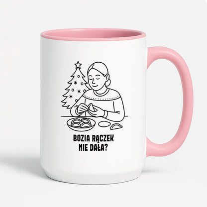 Kubek świąteczny z cytatem MAMY - "Bozia rączek nie dała?"
