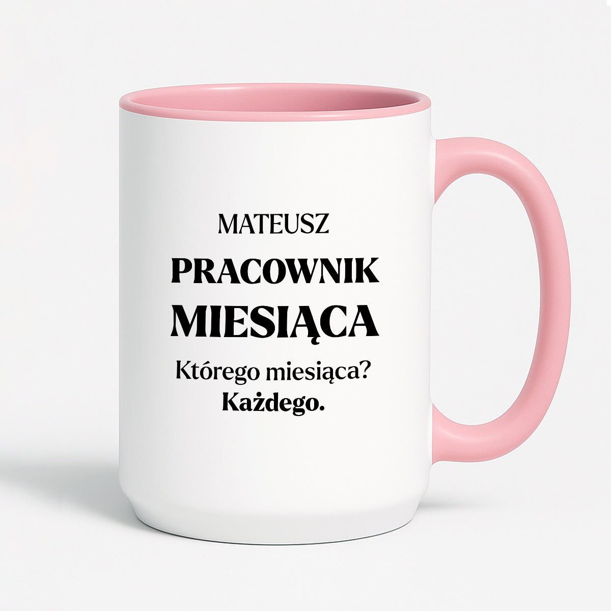 Kubek z nadrukiem - "Pracownik miesiąca z imieniem"
