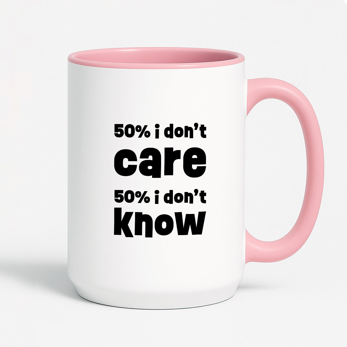 Kubek z nadrukiem "50% i don't care 50% i don't know"