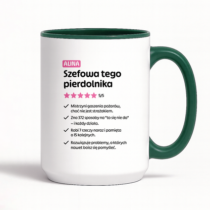 Kubek spersonalizowany z nadrukiem "Szefowa tego pierdolnika"