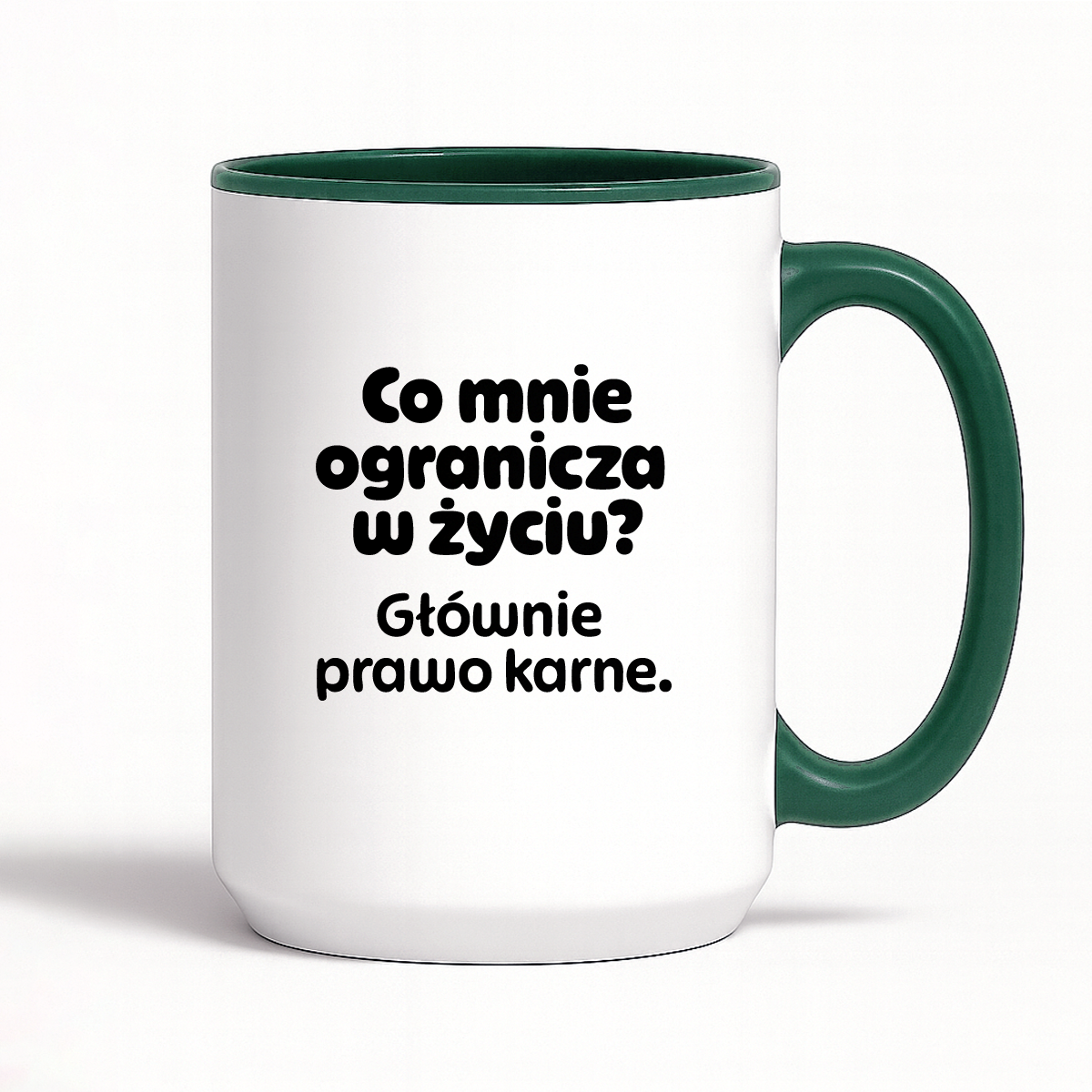 Kubek z nadrukiem - "Co mnie ogranicza? Głownie prawo karne."