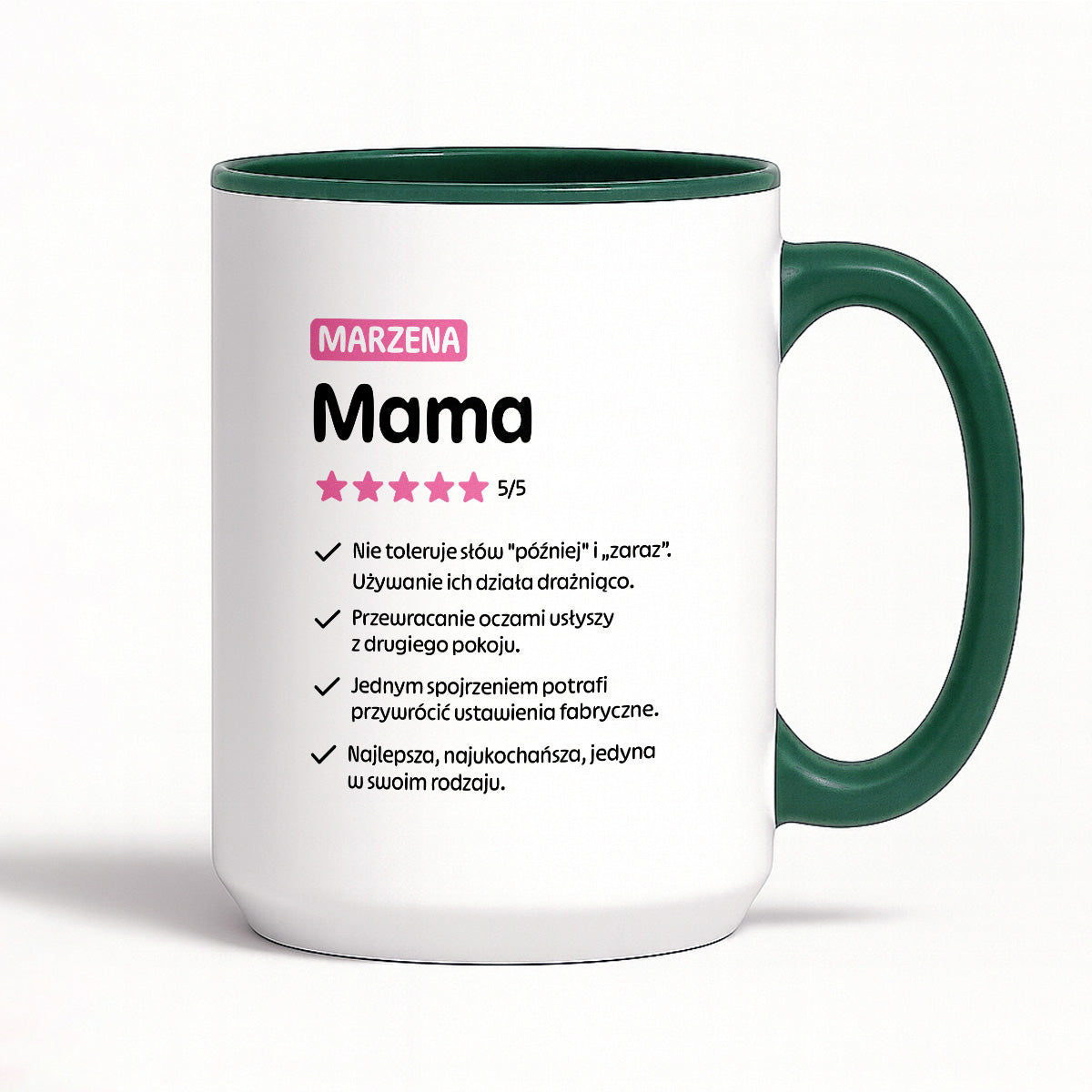 Kubek z nadrukiem - "Mama 5/5" z imieniem