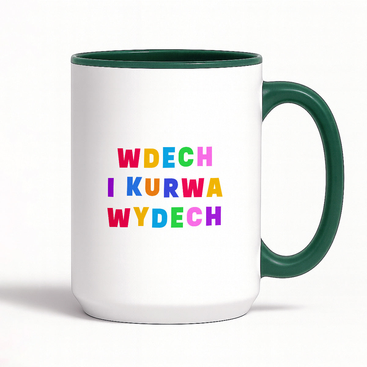 Kubek z kolorowym nadrukiem "wdech i kurwa wdech"