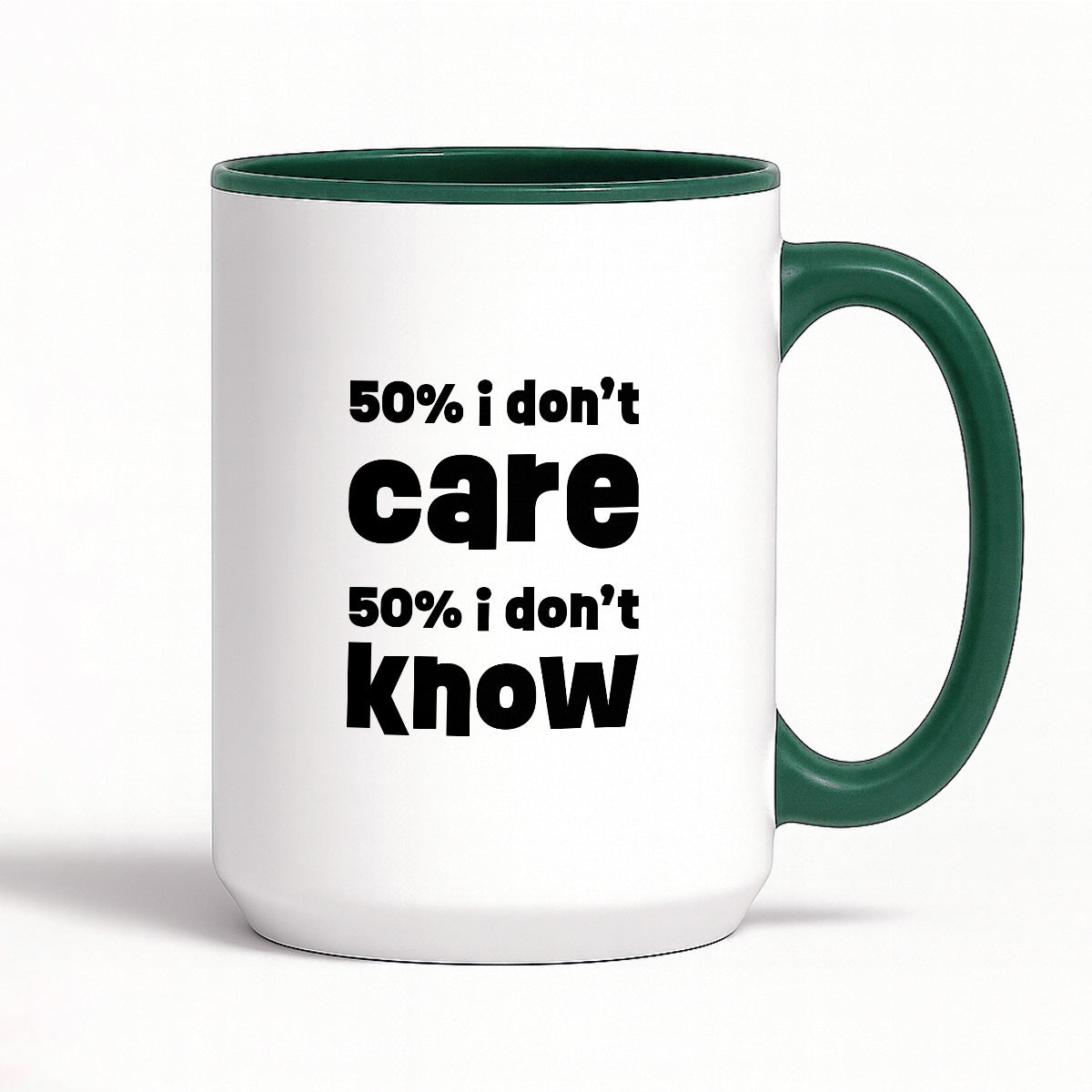 Kubek z nadrukiem "50% i don't care 50% i don't know"
