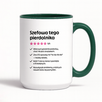 Kubek z nadrukiem "Szefowa tego pierdolnika"