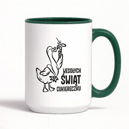 Kubek świąteczny z GĄSKĄ - "WESOŁYCH ŚWIĄT CUKIERECZKU"
