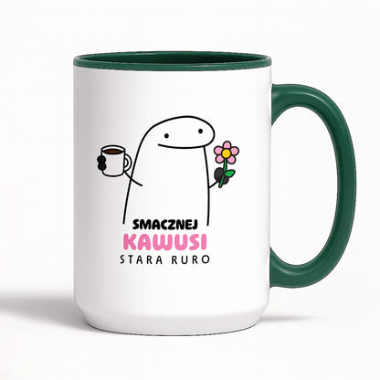 Kubek z nadrukiem - "Smacznej kawusi Stara Ruro"