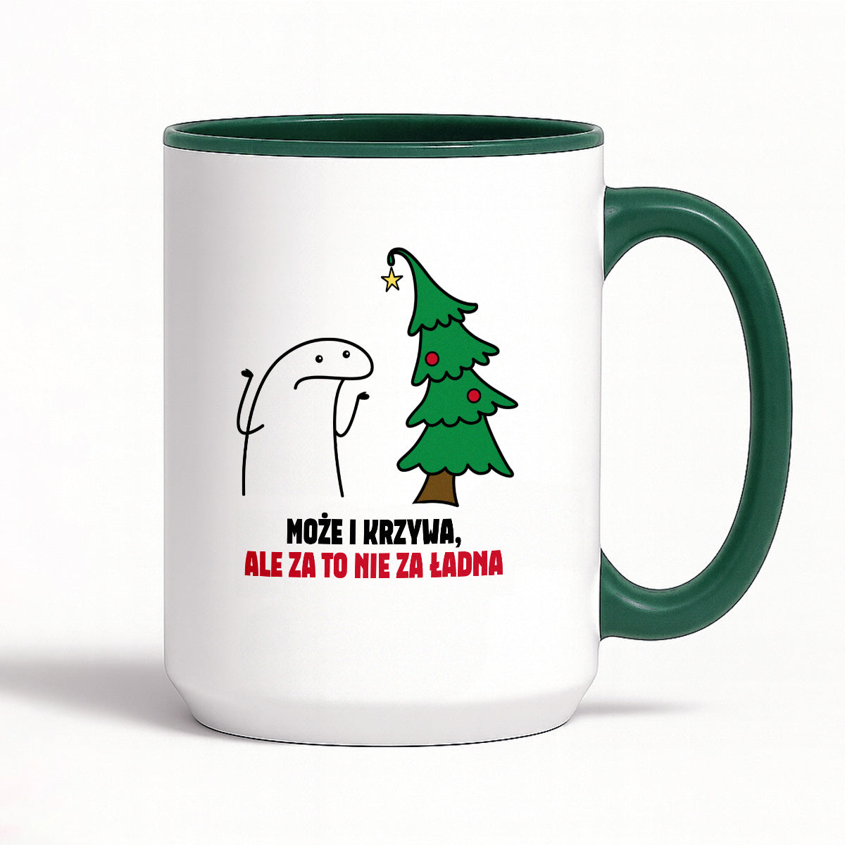 Kubek świąteczny mem "Może i krzywa, ale za to nie za ładna"