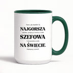 Kubek z nadrukiem - "NAJGORSZA SZEFOWA NA ŚWIECIE (ale jednak nie 🥰)"