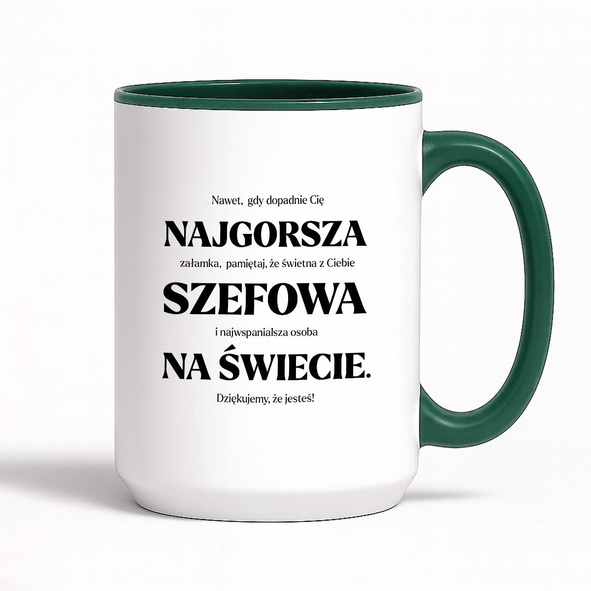 Kubek z nadrukiem - "NAJGORSZA SZEFOWA NA ŚWIECIE (ale jednak nie 🥰)"
