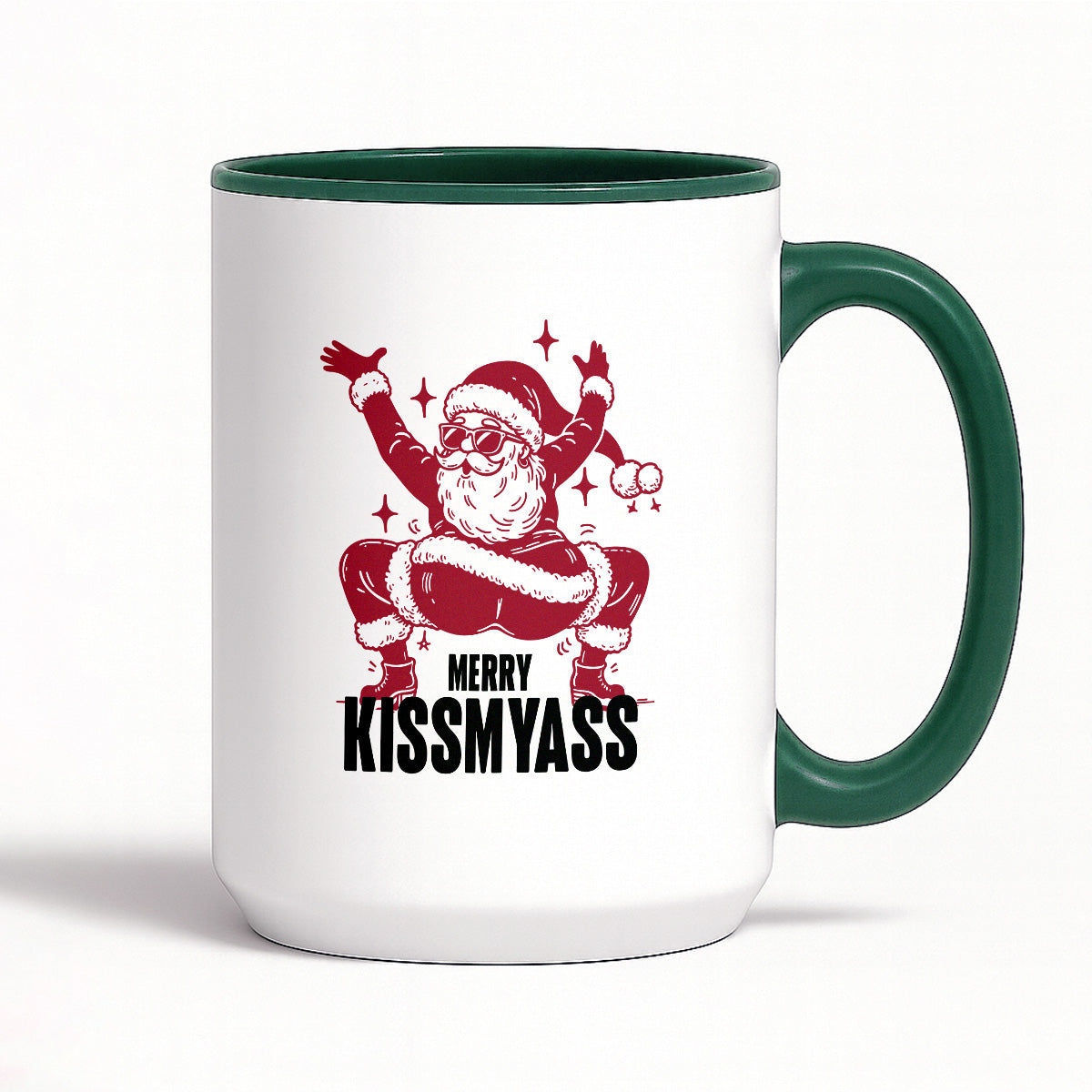 Kubek świąteczny z ✨slay✨ Mikołajem "Merry kissmyass"