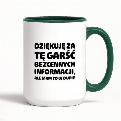 Kubek z nadrukiem - "Dziękuję za tę garść bezcennych informacji"