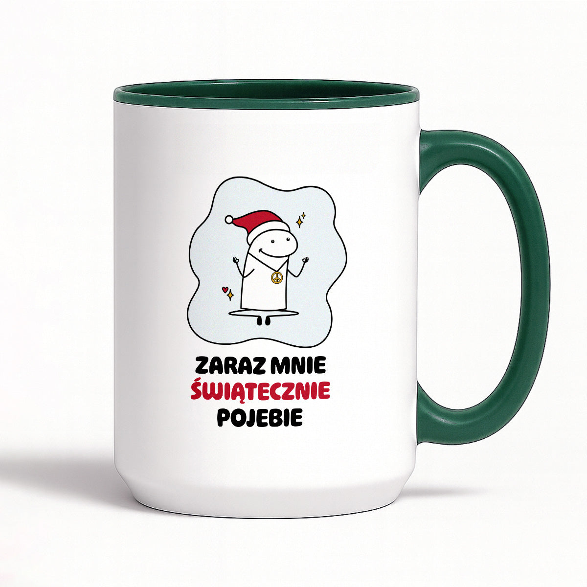 Kubek świąteczny mem "Zaraz mnie świątecznie pojebie"