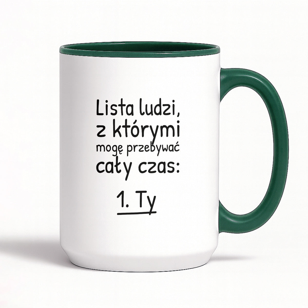 Kubek z nadrukiem - "Lista ludzi, z którymi mogę przebywać cały czas"