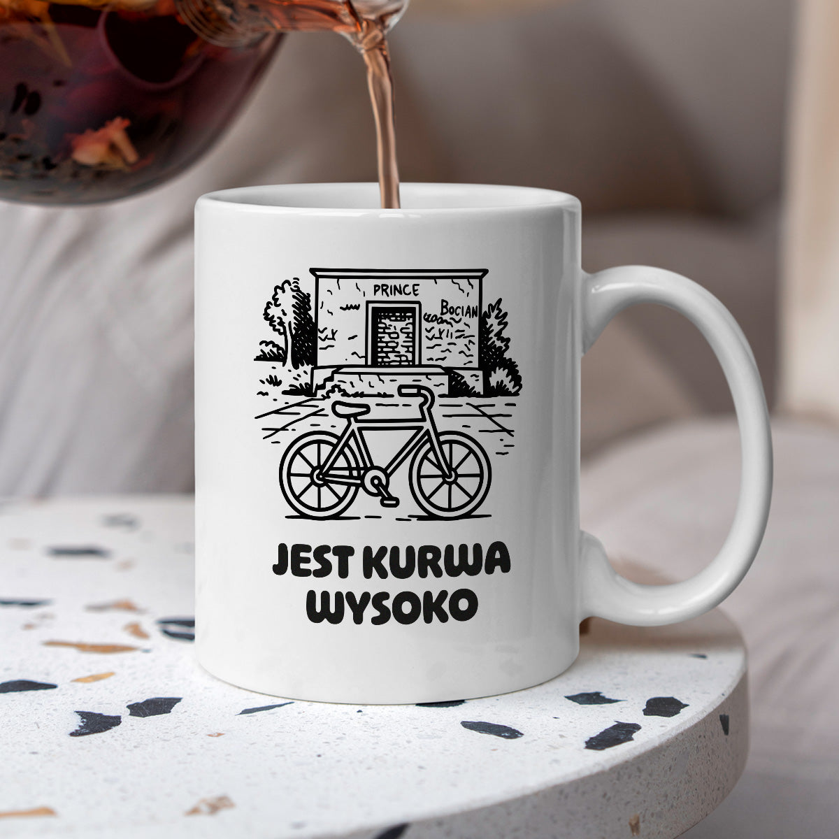 Kubek z nadrukiem - HITY POLSKIEGO INTERNETU - PAWEŁ JUMPER - "Jest kurwa wysoko"