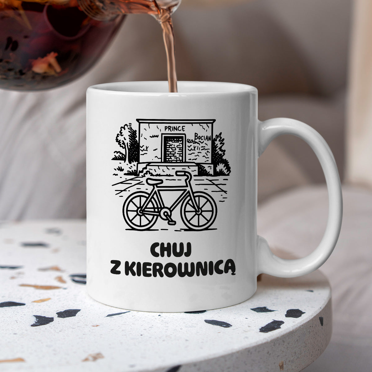 Kubek z nadrukiem - HITY POLSKIEGO INTERNETU - PAWEŁ JUMPER - "Chuj z kierownicą"