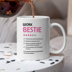 Kubek z nadrukiem "Work Bestie" na odejście z pracy