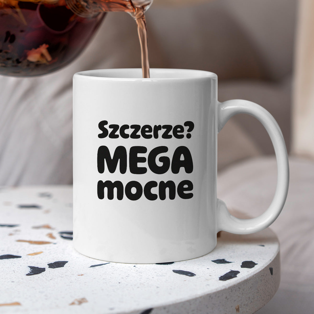 Kubek z nadrukiem - "Szczerze? Mega mocne"