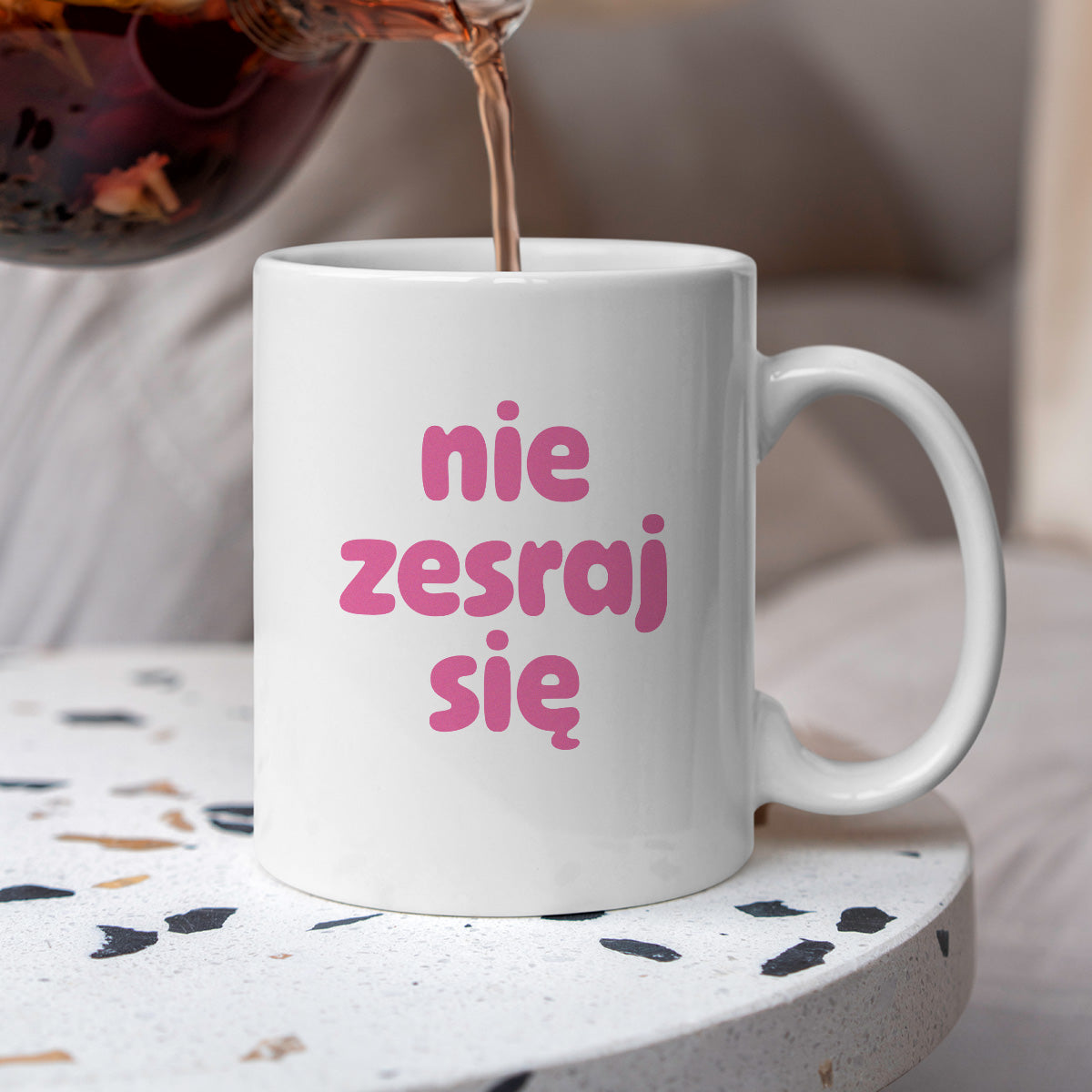 Kubek z nadrukiem "nie zesraj się" v2