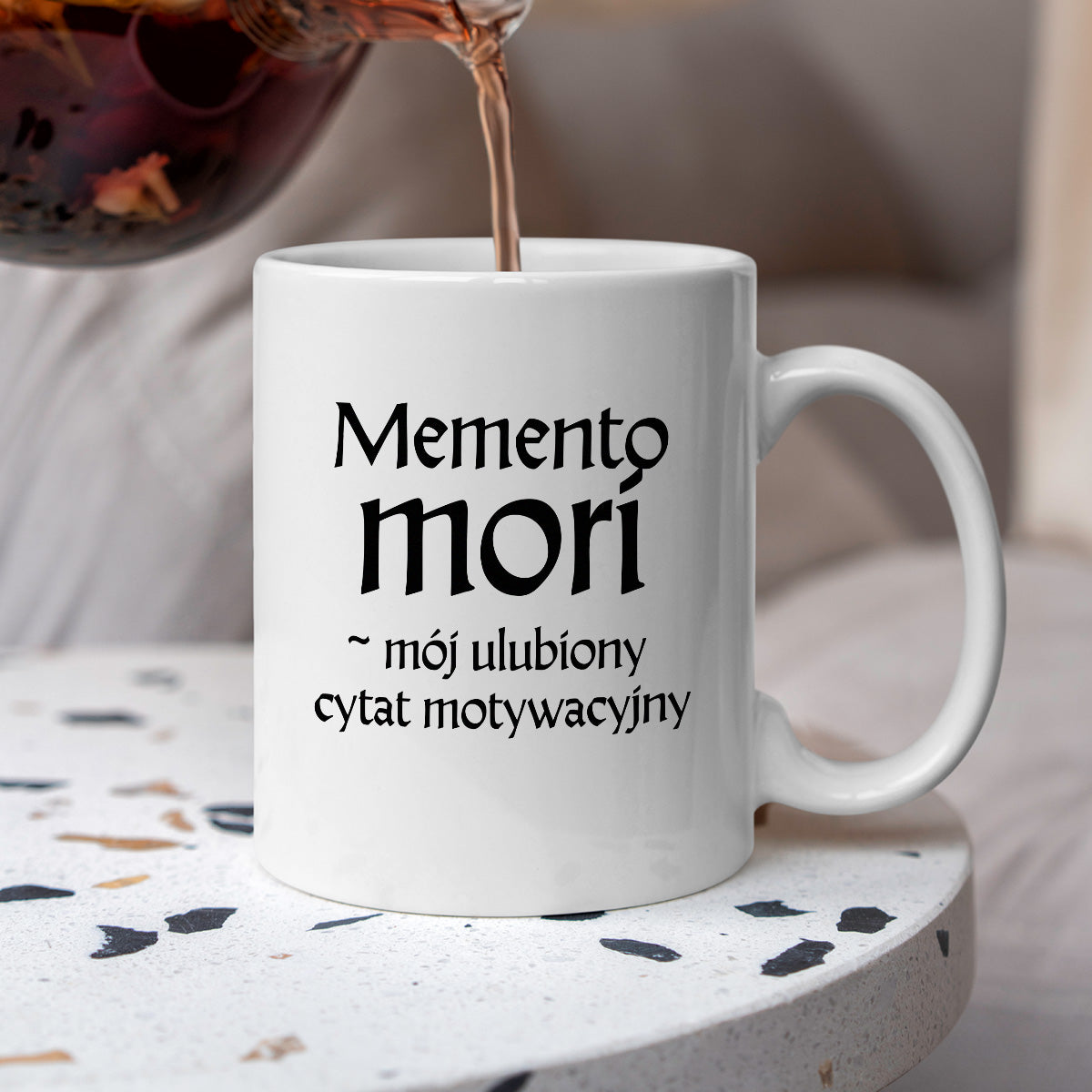 Kubek z nadrukiem "Memento mori - mój ulubiony cytat motywacyjny" v2