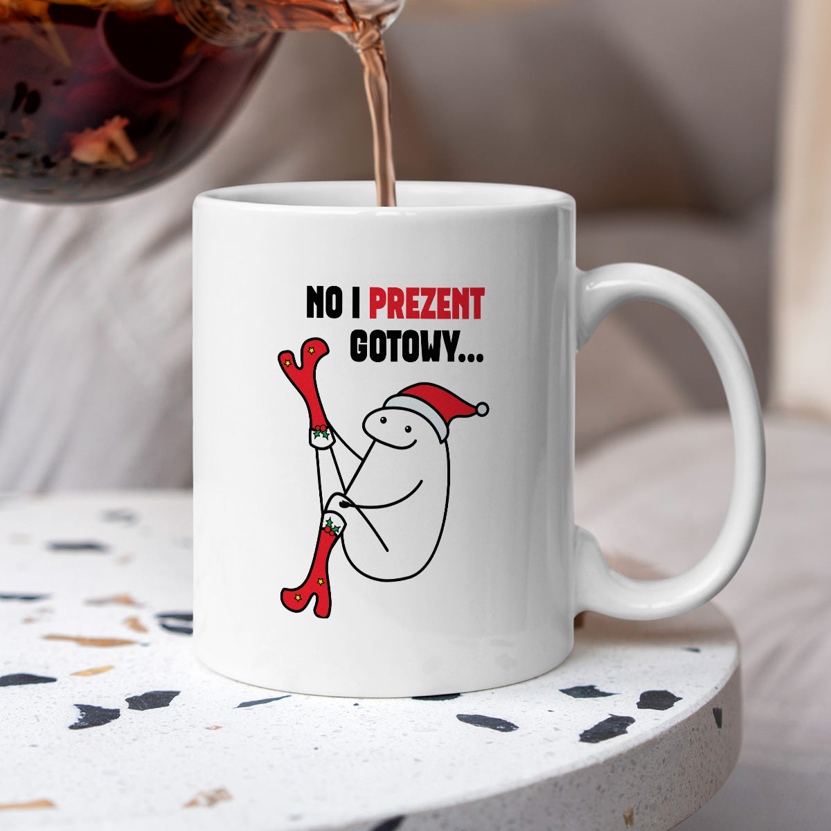 Kubek świąteczny mem "No i prezent gotowy"