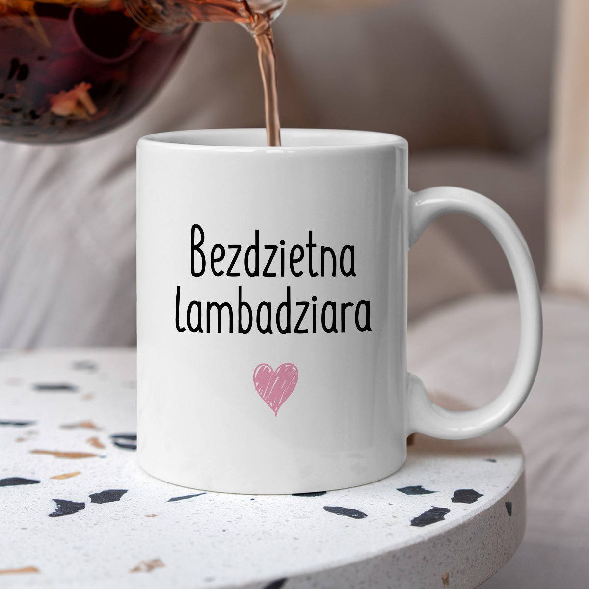 Kubek z nadrukiem "Bezdzietna lambadziara" FB