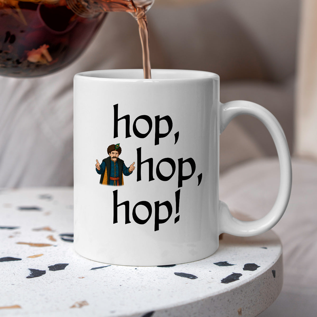 Kubek z nadrukiem "hop, hop, hop!" v2