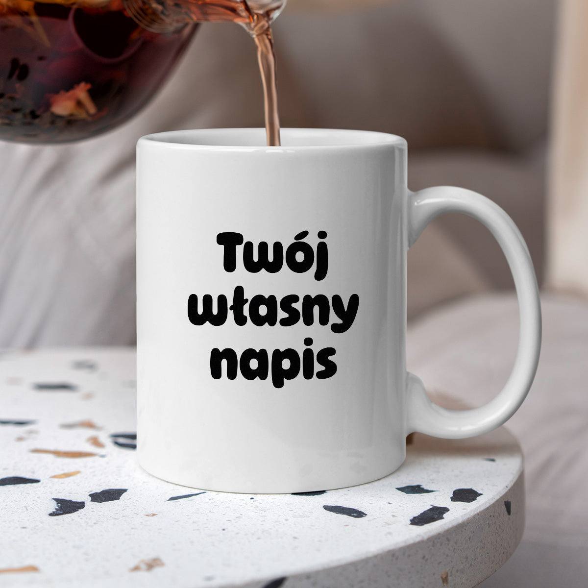 Kubek spersonalizowany z własnym napisem III - CZARNY NAPIS