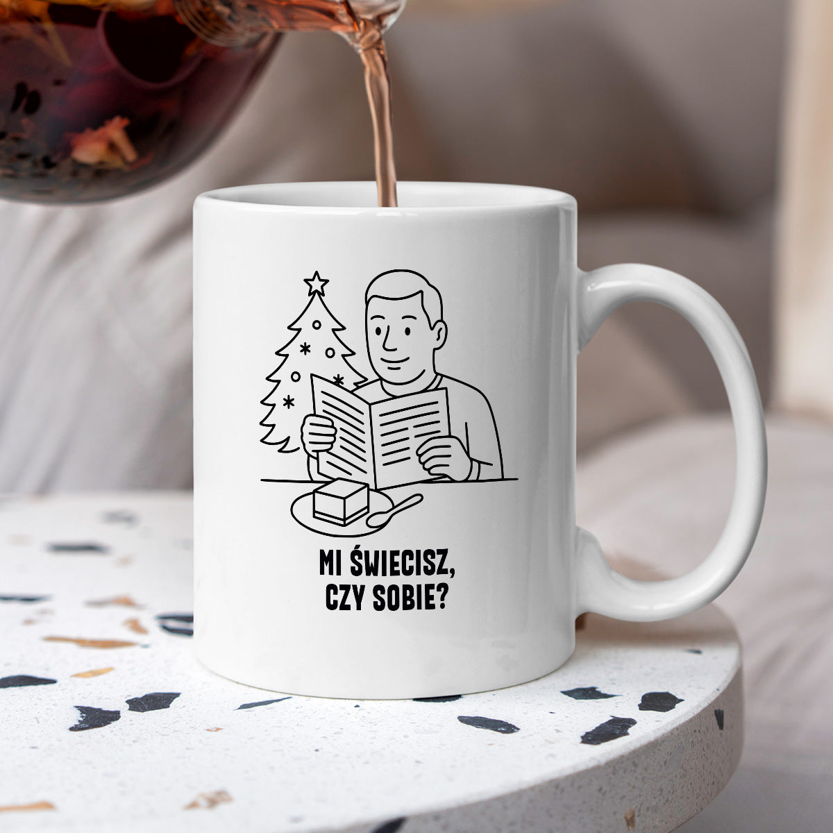 Kubek świąteczny z cytatem TATY - "Mi świecisz, czy sobie?"