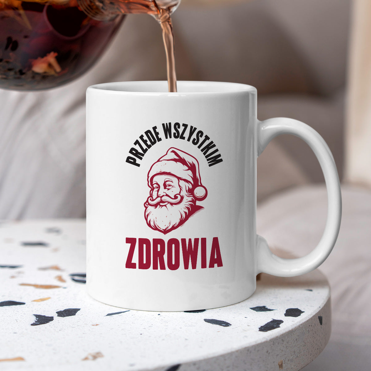 Kubek świąteczny z Mikołajem "Przede wszystkim ZDROWIA"