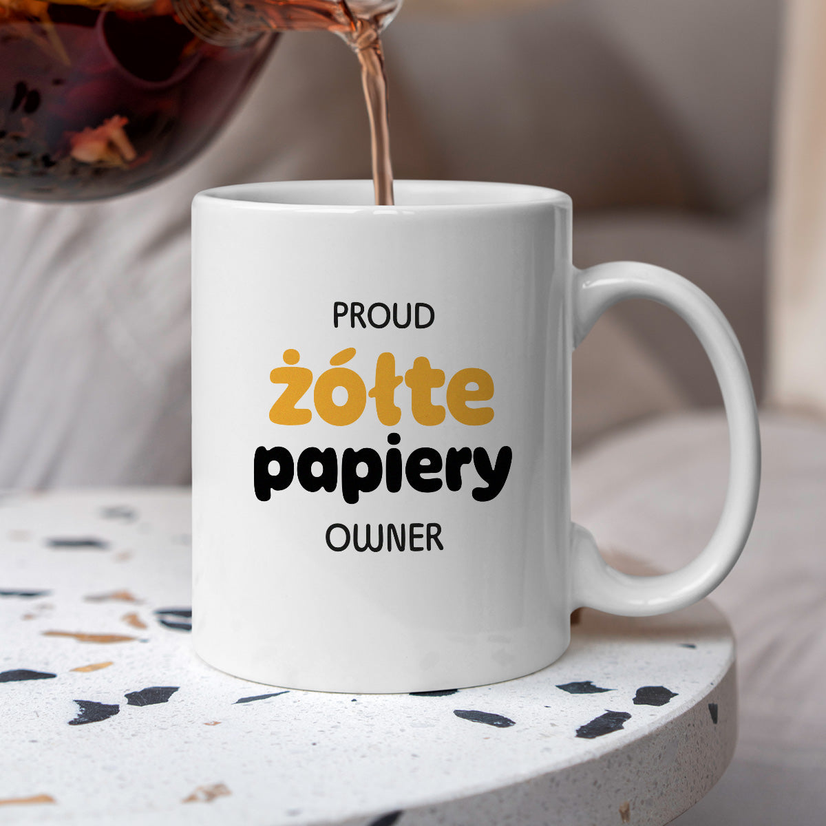 Kubek z nadrukiem - "PROUD żółte papiery OWNER"