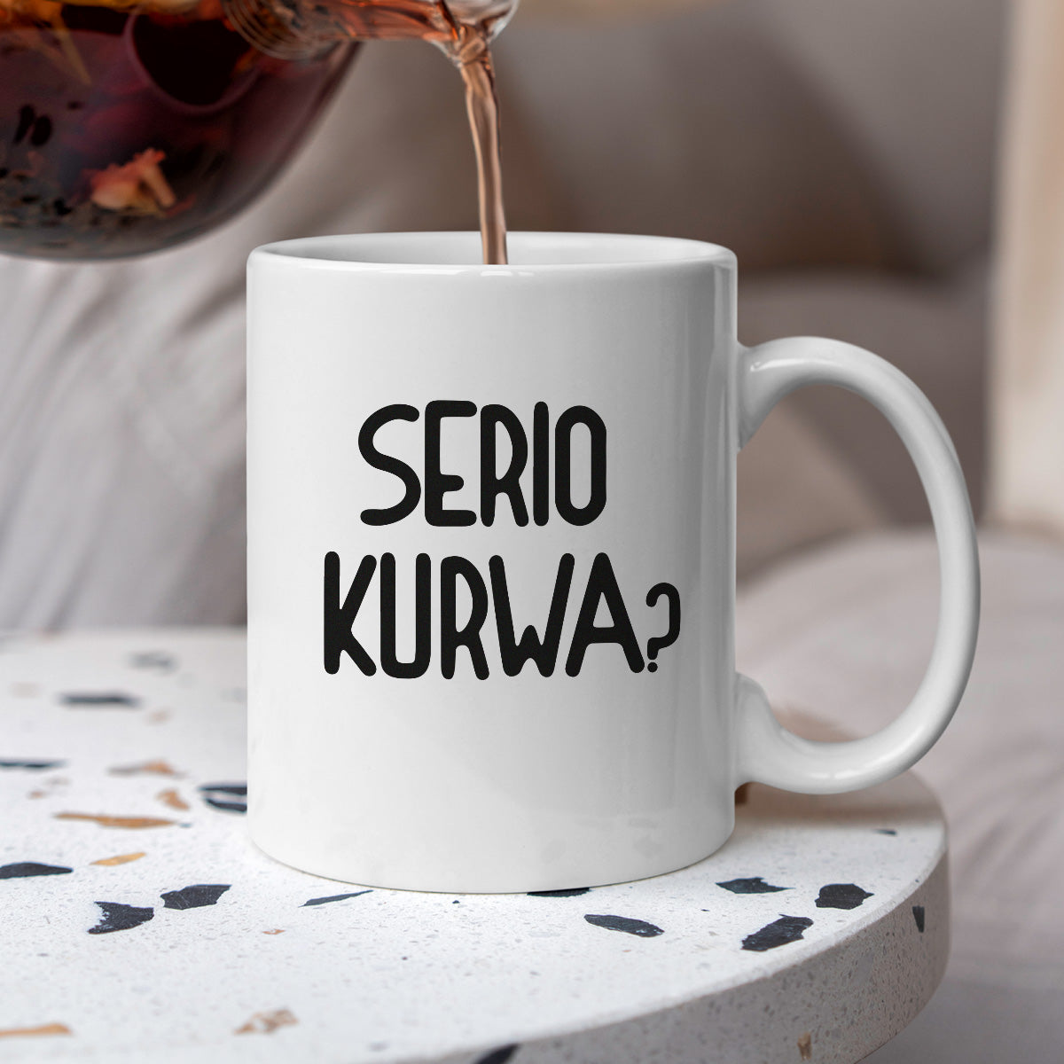 Kubek z nadrukiem "Serio kurwa?"