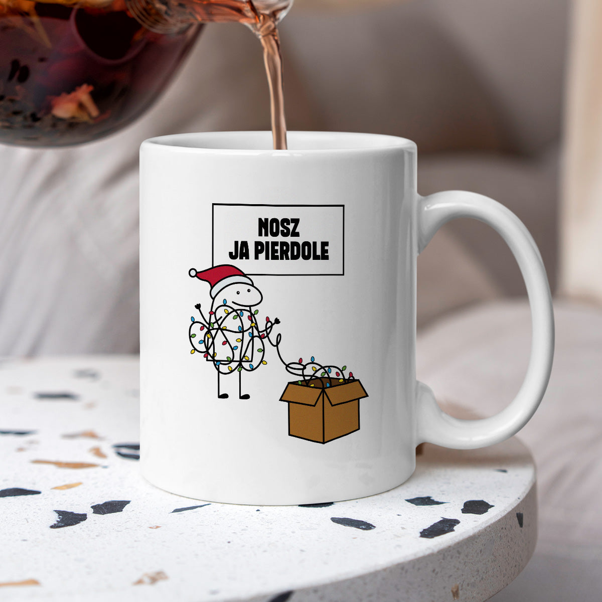Kubek świąteczny mem "Nosz ja pierdole"