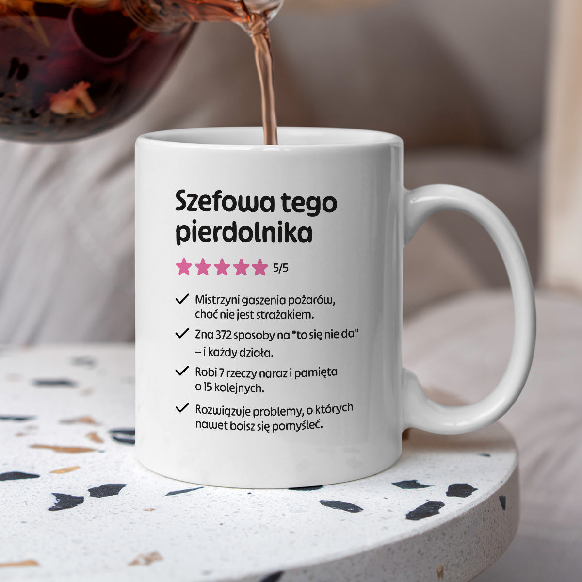 Kubek z nadrukiem "Szefowa tego pierdolnika"