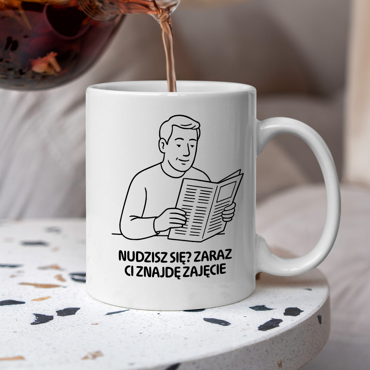 Kubek z nadrukiem "Nudzisz się? Zaraz Ci znajdę zajęcie" - Cytaty TATY - DZIEŃ TATY