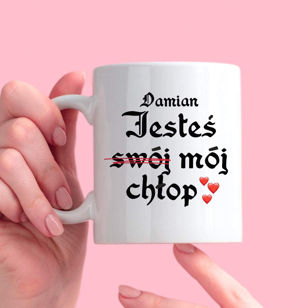Kubek spersonalizowany z nadrukiem "Jesteś (swój) mój chłop <3"