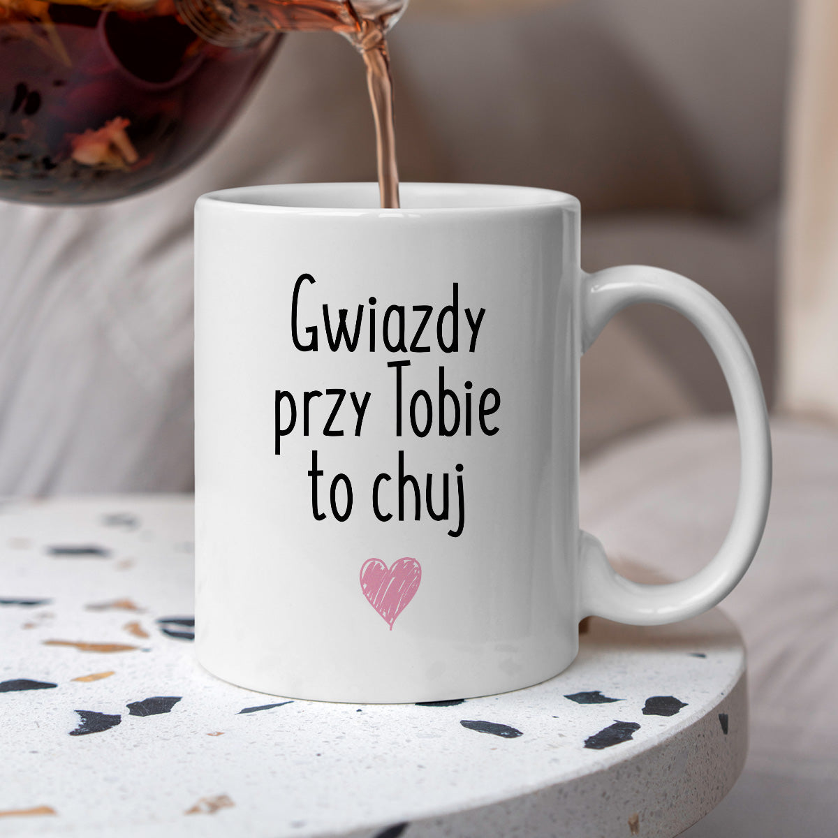 Kubek z nadrukiem "Gwiazdy przy Tobie to chuj"