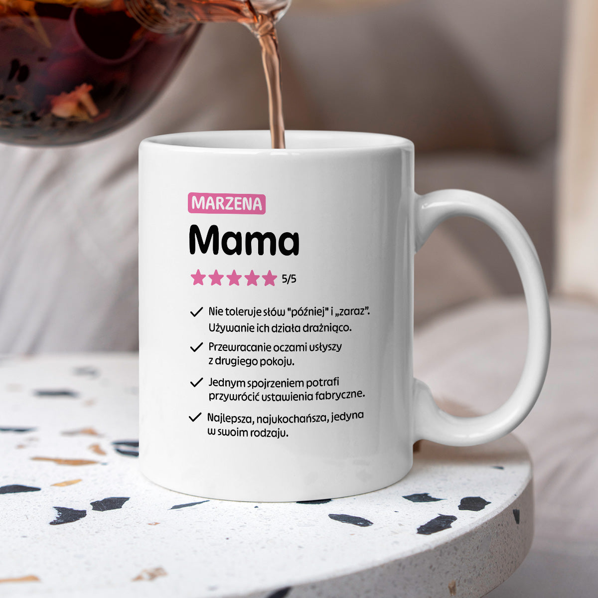 Kubek z nadrukiem - "Mama 5/5" z imieniem