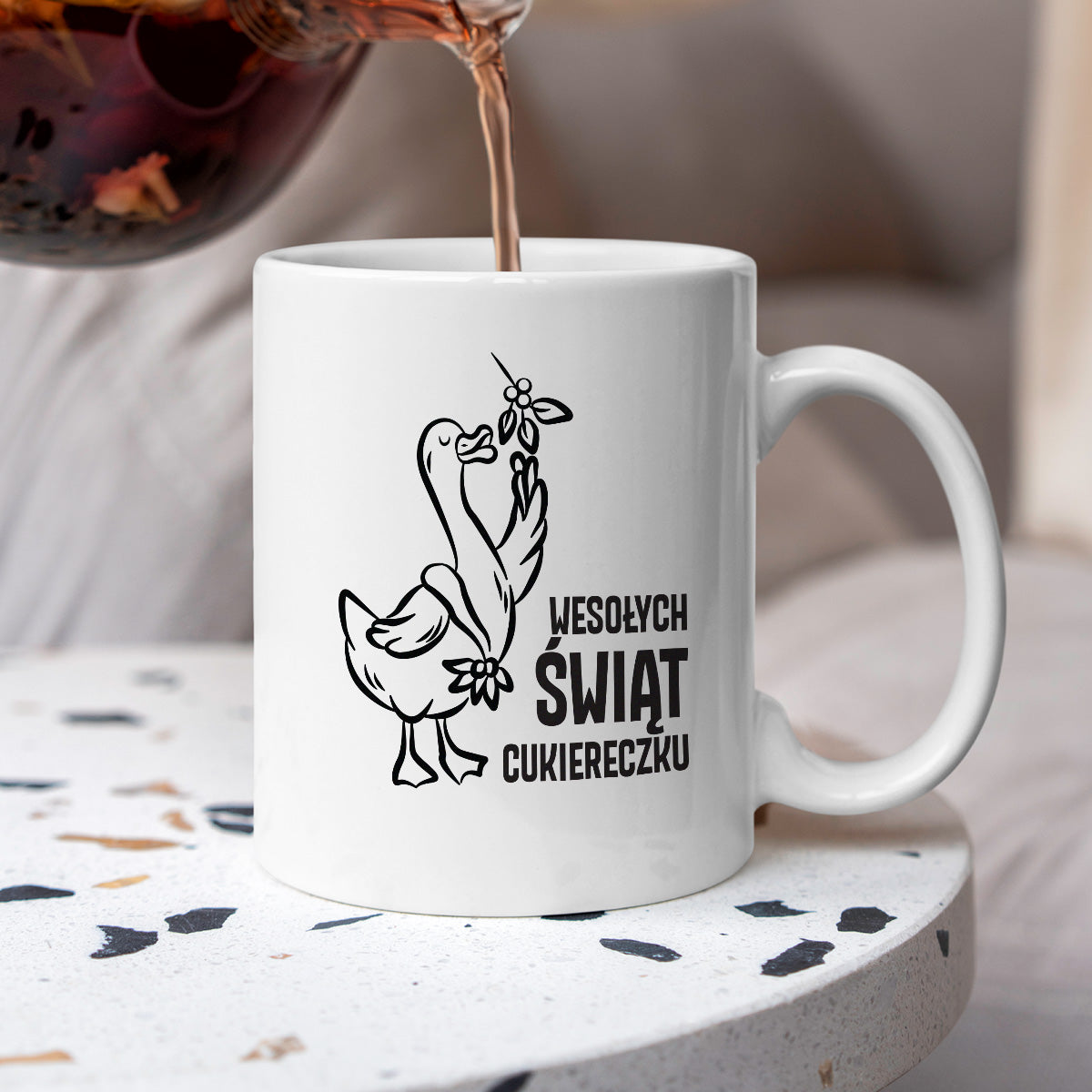 Kubek świąteczny z GĄSKĄ - "WESOŁYCH ŚWIĄT CUKIERECZKU"