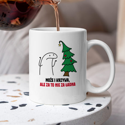 Kubek świąteczny mem "Może i krzywa, ale za to nie za ładna"