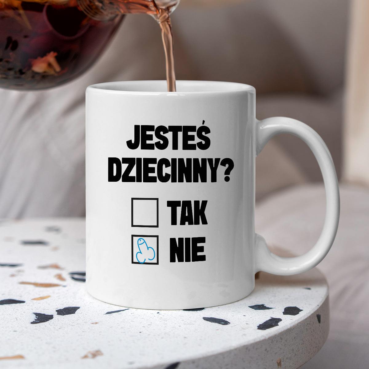 Kubek z nadrukiem "Jesteś dziecinny?"