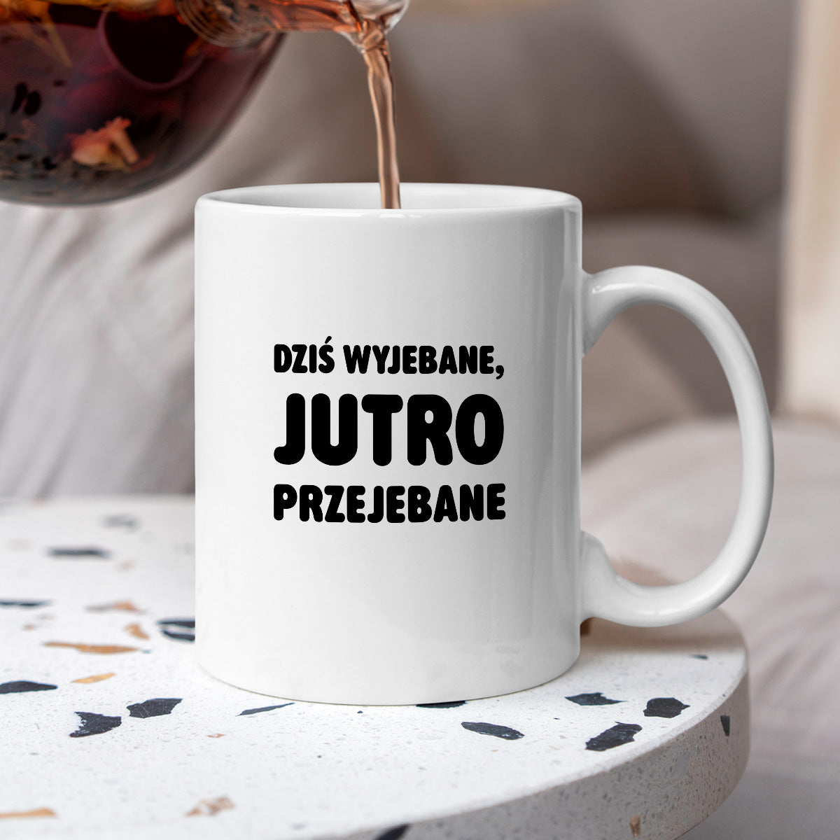 Kubek z nadrukiem - "Dziś wyjebane, jutro przejebane"