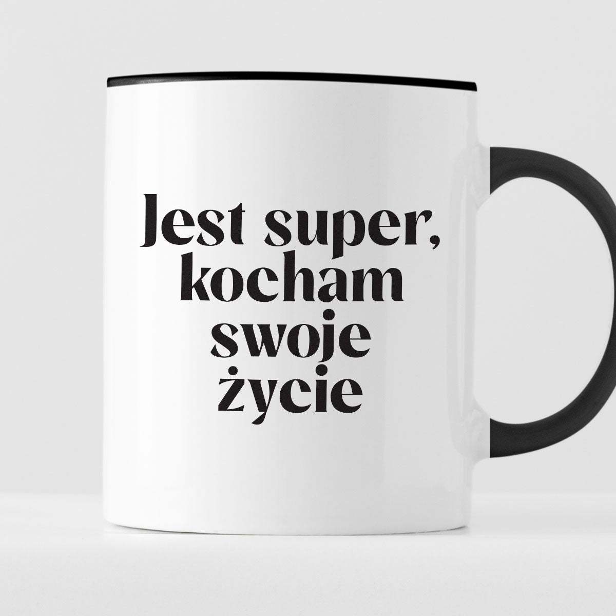 Kubek z nadrukiem "Jest super, kocham swoje życie" 330 ml